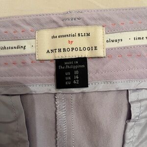 Anthropologie Lilac Essential Slim Trousers